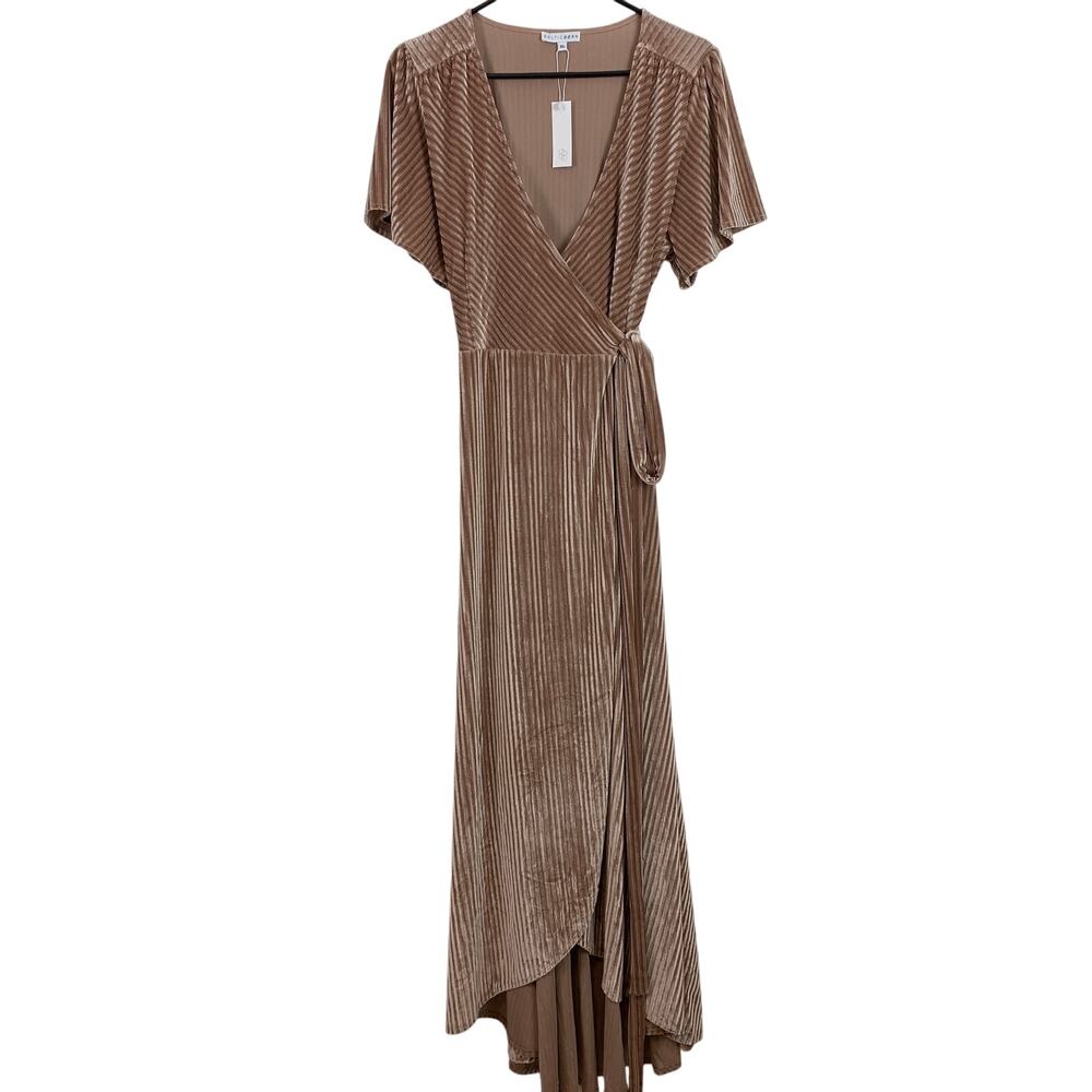 NWT Baltic Born Andi Ribbed Velvet Velour Wrap Maxi Dress Champagne XL - Picture 8 of 12